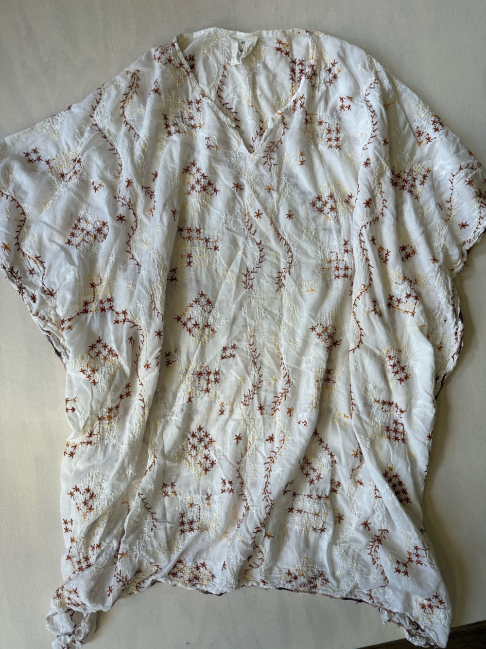 Poetic Threads Embroidered Boho Dress Womens One Size OS White Sheer Tunic